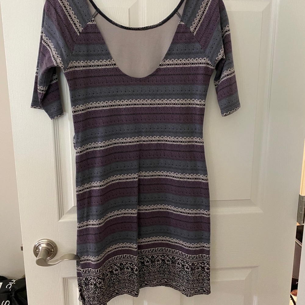 Free People Striped Purple and Blue Knit Bodycon Dress - Picture 6 of 13